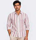 Linen King Ivory Patta Print Shirt For Men